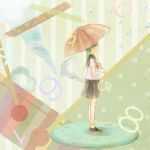  hatsune_miku hikari hikari_(myawmyaw) school_uniform umbrella vocaloid water 