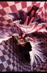  bow checkered dress gengetsu hair_bow lastdark letterboxed solo touhou touhou_(pc-98) upside-down wings 