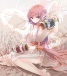  angel barefoot head_wreath long_hair megurine_luka pink_eyes pink_hair plastick pot sitting solo sparkle very_long_hair vocaloid wing wings 
