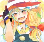  blonde_hair blush bow braid bust colorful drawr gloves hair_bow happy hat kirisame_marisa ribbon single_braid smile solo touhou witch witch_hat yellow_eyes 
