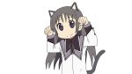  akemi_homura akemi_homura_(cosplay) animal_ears arawi_keiichi_(style) cat_ears cat_pose child cosplay crossover hakase_(nichijou) mahou_shoujo_madoka_magica nadeshiko_(monepi922) naganohara_yoshino nichijou no_nose parody paw_pose professor_shinonome solo style_parody tail transparent_background 