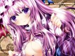  bad_id blush breasts bust chain chains cleavage dress hat nanase_nao open_dress patchouli_knowledge purple_dress purple_eyes purple_hair solo tears touhou violet_eyes 