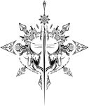 blazblue_insignia crest highres jin_kisaragi kisaragi_jin monochrome official_art 