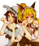  animal_ears black_hair blonde_hair cat_ears cat_pose dual_persona hat long_hair maid oumuo paw_pose ponytail shiina_mayuri short_hair smile steins;gate wig 