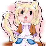  animal_ears blonde_hair cat_ears cat_tail chibi extra_ears hoshizuki_(seigetsu) kemonomimi_mode mizuhashi_parsee open_mouth puru-see scarf sitting solo tail touhou trembling 
