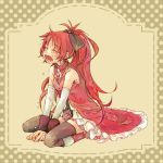  boots bow crying den detached_sleeves hair_bow hair_ornament hair_ribbon long_hair magical_girl mahou_shoujo_madoka_magica ponytail red_hair sakura_kyouko solo tears thighhighs zettai_ryouiki 