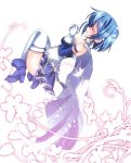  bare_shoulders blue_hair cape closed_eyes eyes_closed gloves hands_clasped high_heels magical_girl mahou_shoujo_madoka_magica miki_sayaka open_mouth shoes solo tears thigh-highs thighhighs usamiumi white_gloves white_legwear 
