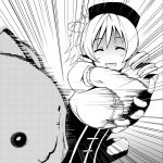  :3 :d bakuman bitch_slap closed_eyes kamata_yuuya kaname_madoka kyubey mahou_shoujo_madoka_magica monochrome open_mouth parody slap slapping smile tomoe_mami 