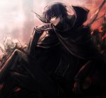  black_hair cape code_geass lelouch_lamperouge male purple_eyes rahit solo violet_eyes zero_(code_geass) 