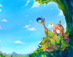  :d androgynous bad_id colored_eyelashes facepaint feathers gold_eyes highres jpeg_artifacts male mishima_kurone mountain no_nose open_mouth orange_eyes orange_hair pigeon-toed pigeon_toed popoie seiken_densetsu seiken_densetsu_2 shade sitting sky smile solo staff tree under_tree wallpaper yellow_eyes 