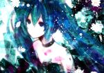  abstract bare_shoulders blue_eyes blue_hair choker expressionless hatsune_miku long_hair paint_splatter sazanami_shione solo source_request twintails vocaloid 