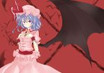  bad_id bat bat_wings blue_hair bow hat hat_bow kikiriri red_eyes remilia_scarlet short_hair solo too_many_bats touhou wings wrist_cuffs 