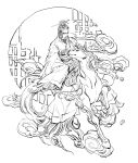  chinese_clothes hanfu headdress juuni_kokuki king_tai male monochrome taiki unicorn 