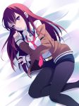  black_legwear brown_hair highres jacket kyu legwear_under_shorts makise_kurisu necktie pantyhose shorts steins;gate 