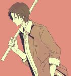  bokken fujimaki_(angel_beats!) male monochrome school_uniform short_hair sword weapon wooden_sword yaruse 