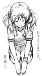 aoi_sora_(pairan) bad_id face hair_ornament hairclip hands kneeling looking_down monochrome original pairan seiza shorts sitting sketch soccer_uniform solo translated translation_request twintails 