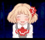  bad_id blonde_hair blush closed_eyes eyes_closed face fangs hozumiare pyon2sy rough rumia sketch smile solo the_embodiment_of_scarlet_devil touhou youkai 