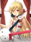  blonde_hair character_request face guitar headphones hello_kitty hello_kitty_to_issho! highres instrument kittyler long_hair minami_haruya red_eyes rio_(kittyler) twintails 