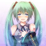  aqua_eyes binary blush bust chiri_(atlanta) detached_sleeves face green_hair hand_on_own_chest hand_to_chest hatsune_miku highres long_hair necktie open_mouth solo tears twintails very_long_hair vocaloid 