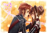  1girl alternate_costume alternate_hairstyle blue_eyes brown_hair couple gloves green_eyes heart luke_fon_fabre maid red_hair redhead tales_of_(series) tales_of_the_abyss tear_grants uniform yomo_(yomo13218) 