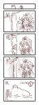  4koma bed blanket braid bubble_blowing closed_eyes comic dekasudachin dress evening eyes_closed gate hat highres hong_meiling kirisame_marisa knife long_hair monochrome moon morning night noon open_mouth sleeping star stretch sun throwing_knife touhou translated translation_request transparent_background twin_braids waking_up wall weapon witch witch_hat z 