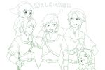  baldric belt bracer chainmail earrings fingerless_gloves gloves hand_on_head hat jewelry link male monochrome multiple_persona nintendo ocarina_of_time pointy_ears saiba_(henrietta) short_hair skyward_sword smile the_legend_of_zelda toon_link twilight_princess vambrace vambraces wind_waker 