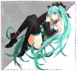  bad_id boots detached_sleeves fukuyoka full_body hair_ribbon hatsune_miku headphones long_hair necktie ribbon skirt solo thigh-highs thigh_boots thighhighs twintails very_long_hair vocaloid 