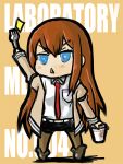  cup_ramen fork hanimaru_(h@nimaru) jacket legwear_under_shorts long_hair makise_kurisu necktie pantyhose shorts solo steins;gate 