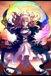  boots breasts cape dress from_below gradient_hair hijiri_byakuren large_breasts long_hair multicolored_hair scroll solo sorcerer's_sutra_scroll thigh_boots thighhighs touhou yellow_eyes yude 