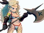  amazon_(dragon&#039;s_crown) amazon_(dragon's_crown) armlet armor axe bikini_armor blonde_hair blue_eyes breasts chibi circlet dragon&#039;s_crown dragon's_crown feathers gloves long_hair solo tattoo vanillaware weapon 