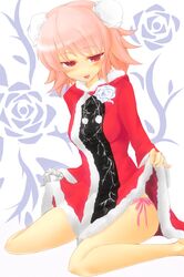  blush dress dress_lift ibara_kasen ibaraki_kasen nora_(artist) nora_(nrkr) panties pantyshot pink_hair red_eyes solo touhou underwear 