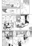  alice_margatroid alternate_costume alternate_hairstyle casual comic cookie cup food highres kirisame_marisa monochrome morino_hon no_hat no_headwear patchouli_knowledge profile spoon teacup touhou translated translation_request 