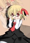  bespectacled blonde_hair fang glasses hair_ribbon hinatsuki_hayate necktie open_mouth red_eyes ribbon rumia short_hair solo the_embodiment_of_scarlet_devil touhou youkai 