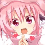  :d face fang hands_together happy heart lowres marimo_(artist) mystia_lorelei oekaki open_mouth pink_eyes pink_hair smile solo tegaki touhou 
