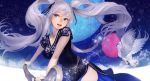  blue_eyes full_moon long_hair mabinogi moon nao owl silver_hair staff toro twintails very_long_hair 