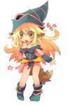  animal_ears bare_shoulders blonde_hair boots breasts character_name chibi cleavage dark_magician_girl duel_monster hat inumimi-syndrome kemonomimi_mode long_hair pentacle solo tail white_background wizard_hat yellow_eyes yu-gi-oh! yuu-gi-ou yuu-gi-ou_duel_monsters 