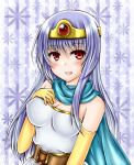  blush breasts cape circlet cleavage dragon_quest dragon_quest_iii elbow_gloves erect_nipples gloves kazamachikage red_eyes sage_(dq3) 