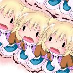  animal_ears blonde_hair cat_ears cat_tail chibi commentary commentary_request extra_ears hoshizuki_(seigetsu) kemonomimi_mode mizuhashi_parsee multiple_persona open_mouth puru-see scarf solo tail touhou trembling 