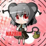 animal_ears blush_stickers capelet chibi dress grey_hair lowres mouse mouse_ears mouse_tail nagisa_kaichou nazrin red_eyes short_hair solo tail touhou