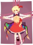  blonde_hair cross flandre_scarlet hand_holding holding_hands multiple_girls outside_of_border outstretched_arms rumia spread_arms the_embodiment_of_scarlet_devil toad22 touhou youkai 