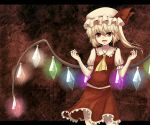  blonde_hair bow fang flandre_scarlet hat hat_bow k open_mouth ponytail red_eyes side_ponytail solo the_embodiment_of_scarlet_devil touhou wings 