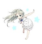  balancing barefoot blue_eyes dress feet honma_meiko long_hair namori outstretched_arms silver_hair simple_background spread_arms toes 