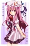  arms_behind_back crescent crescent_moon emyu fujishiro_emyu hat long_hair moon patchouli_knowledge purple_hair red_eyes solo touhou 