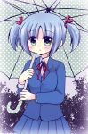  green_eyes hayate_no_gotoku! nishizawa_ayumu school_uniform short_hair sukuneko twintails umbrella 