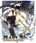  aladdin_(magi) baggy_pants barefoot black_hair blue_hair braid flute highres instrument jewelry judal long_hair magi_the_labyrinth_of_magic male midriff moon multiple_boys neck_ring open_mouth red_eyes single_braid star starshadowmagician upside-down vest wand 