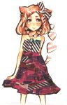  blush brown_hair cat_ears choker dress green_eyes hair_ribbon heart lipstick makeup masking_tape original ribbon skirt solo souno_kazuki tape 