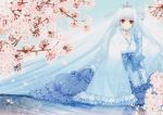  blue_hair crown dress flower flowers long_hair red_eyes suzuhira_hiro 