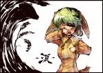  animal_ears bust green_eyes green_hair homeless_mk_ii kasodani_kyouko short_hair solo tail tears touhou wink 