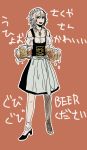  1girl beer braid daina_(encore62) flat_chest izayoi_sakuya maid_headdress solo touhou white_hair 