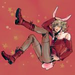  animal_ears barnaby_brooks_jr blonde_hair boots bunny_ears bunny_tail bunnyboy falling glasses green_eyes hifui jacket jewelry kemonomimi_mode male necklace red_jacket solo tail tiger_&amp;_bunny 